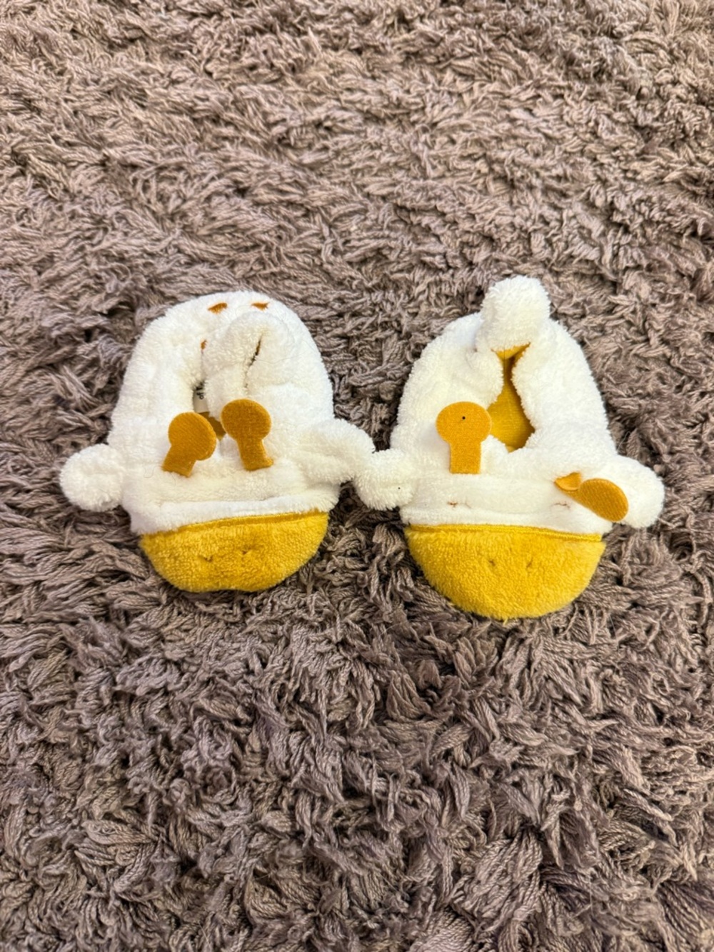 Carter's Yellow and White Plush Baby Mittens